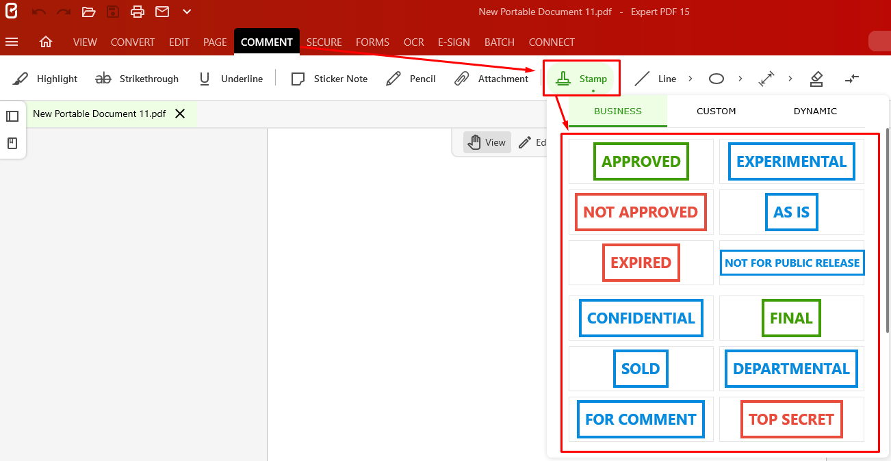 How to add a stamp to my document Expert PDF